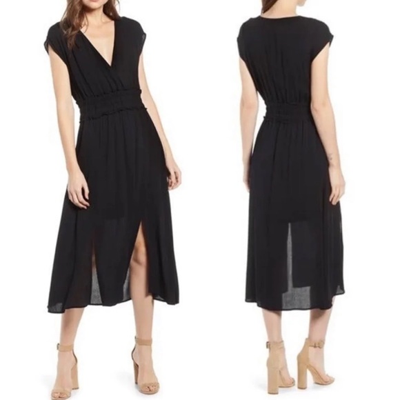 double slit midi dress